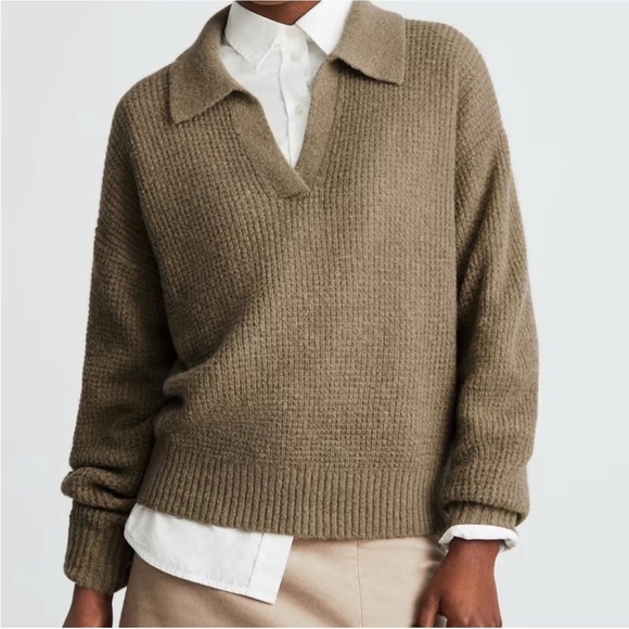 Everlane Sweaters - EVERLANE Women's The Alpaca Waffle Stitch Polo Sweater Size XL Pullover Wool